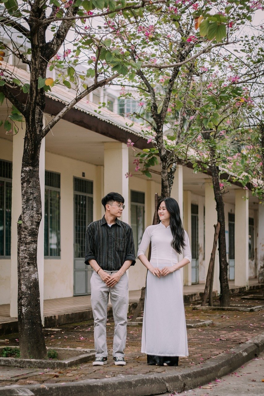 couple, lovers, yearbook, vietnamese, ao dai, people, intimacy, infatuation, students, couple, people, people, people, people, people